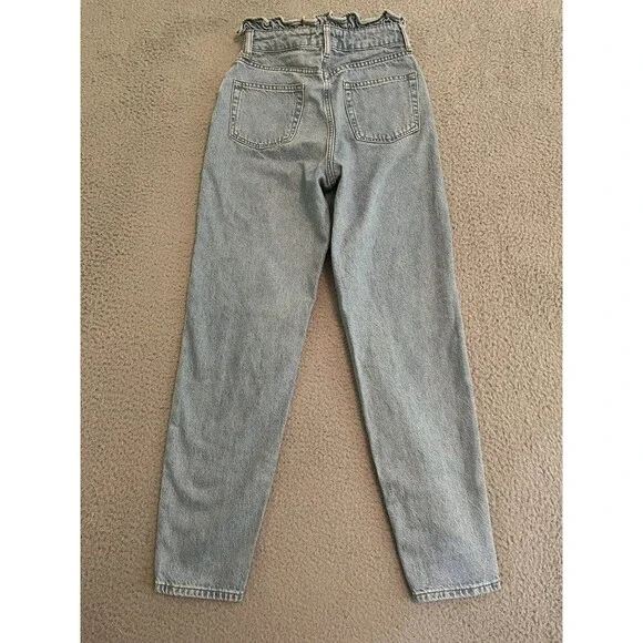 Miss Selfridge Light Wash High Rise Jeans Paperbag Waist Size 0 24x32 Mom Jeans - Picture 4 of 7